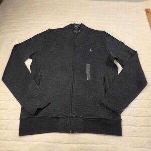 Polo Ralph Lauren Luxury Jersey Baseball Jacket Mens M Full Zip Gray Heather